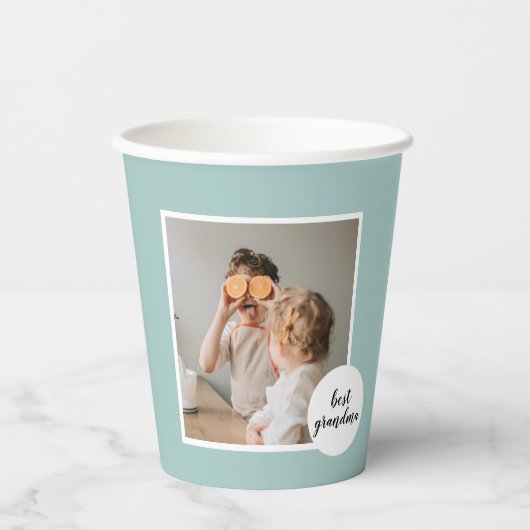 Moderne foto Mint Lovely Grandma Gift Papieren Bekers (Voorkant)