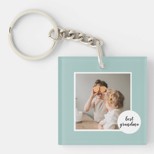 Moderne foto Mint Lovely Grandma Gift Sleutelhanger (voorkant)