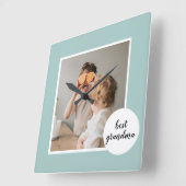 Moderne foto Mint Lovely Grandma Gift Vierkante Klok (Hoek)