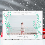Moderne foto-mistletoe Kerstmis minimalistisch lij Feestdagenkaart<br><div class="desc">Moderne foto is vrolijk kerstminimalistisch lijst. Alle kleur kan veranderen,  uw foto uploaden op een hand geschilderde rode en groene mistletoe waterverf</div>