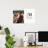 Moderne foto monogram familie zwart-wit poster (Thuiskantoor)