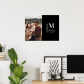 Moderne foto monogram familie zwart-wit poster (Thuiskantoor)