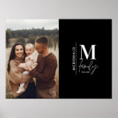 Moderne foto monogram familie zwart-wit poster (Voorkant)