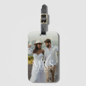 Moderne Foto Monogram Pasgetrouwden Reizen Bagagelabel (Voorkant (verticaal))