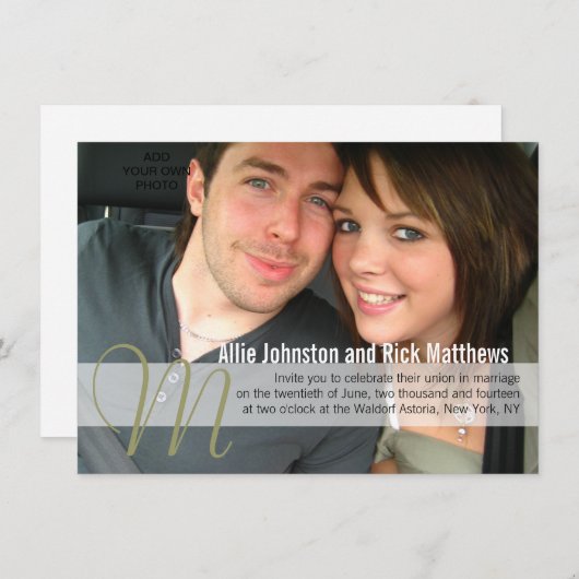 Moderne foto-monogram-uitzending kaart (Voorkant / Achterkant)