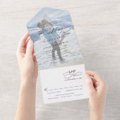 Moderne foto Monogram Weddenschap All In One Uitnodiging (Afscheurbaar)