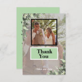 Moderne foto Muntgroen Bedankkaart (Voorkant / Achterkant)