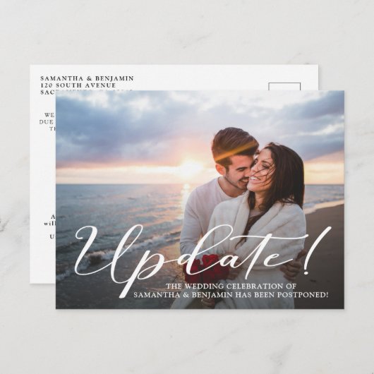 Moderne foto na bruiloft briefkaart (Voorkant / Achterkant)