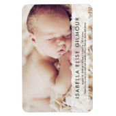 Moderne foto naam geboorte Stat pasgeboren baby me Magneet (Verticaal)
