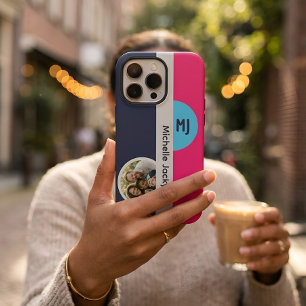 Moderne Foto Naam Initiaal Vet Kleurblok iPhone 15 Pro Case