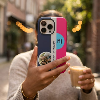 Moderne Foto Naam Initiaal Vet Kleurblok iPhone 15 Pro Case