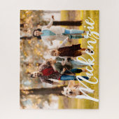 Moderne foto-naam op maat legpuzzel (Verticaal)