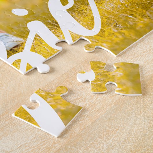 Moderne foto-naam op maat legpuzzel (Zijkant)