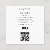 Moderne foto naam sociale QR-code Vierkante Visitekaartje (Achterkant)