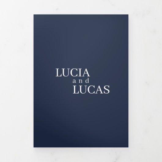 Moderne foto Navy Blue All-in-One bruiloft Drieluik Programma (Cover)