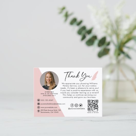 Moderne foto notaristekenaar bedankt  visitekaartje (Staand voorkant)