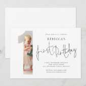 Moderne foto nummer één vorm 1e verjaardag kaart (Voorkant / Achterkant)