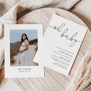 Moderne foto Oh Baby Baby shower Kaart