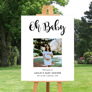 Moderne foto Oh Baby Shower Welkom Bord Poster
