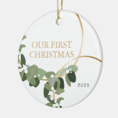 Moderne foto ons eerste kersthuwelijk keramisch ornament (Links)