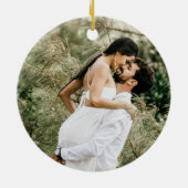 Moderne foto ons eerste kersthuwelijk keramisch ornament (Achterkant)