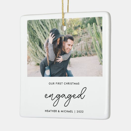 Moderne foto onze eerste kerst keramisch ornament (Links)