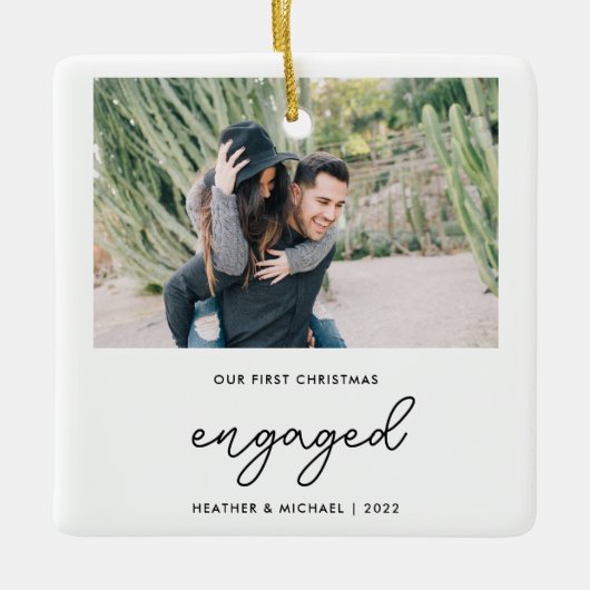 Moderne foto onze eerste kerst keramisch ornament (Voorkant)