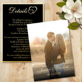 Moderne foto op achterkant bruiloft details behuiz folie uitnodiging