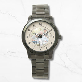 Moderne foto-opa-scriptkop horloge