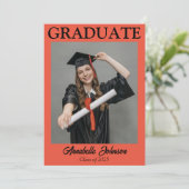 Moderne foto Oranje Afstuderen aankondiging (Staand voorkant)