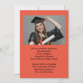 Moderne foto Oranje Afstuderen aankondiging (Achterkant)