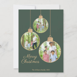 Moderne Foto Ornament Groene Kerst Feestdagenkaart
