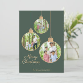 Moderne Foto Ornament Groene Kerst Feestdagenkaart