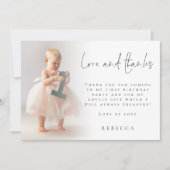 Moderne foto overlay 1e verjaardag dank u kaart (Voorkant)