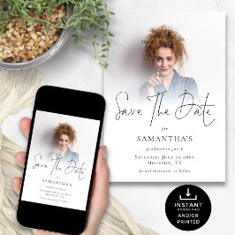 Moderne foto overlay afstudeerfeest save the date