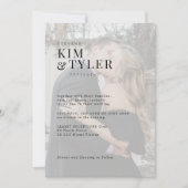 Moderne foto overlay alles in één QR RSVP bruiloft Kaart (Voorkant)