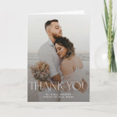 Moderne foto overlay bericht bruiloft gevouwen bedankkaart (Voorkant)