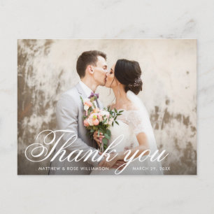 Moderne foto overlay bruiloft bedankkaart briefkaart