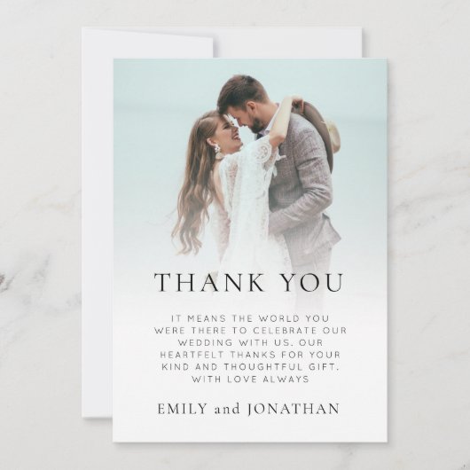 Moderne foto-overlay bruiloft Bedankt Kaart (Voorkant)