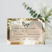 Moderne foto overlay bruiloft RSVP kaart (Staand voorkant)