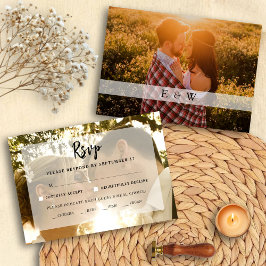 Moderne foto overlay bruiloft RSVP kaart