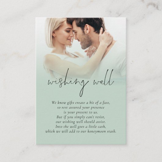 Moderne foto overlay bruiloft salie die goed wenst informatiekaartje (Voorkant)