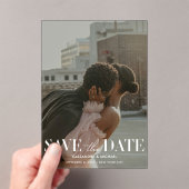 Moderne foto overlay bruiloft Save the Date Clear Acryl Uitnodigingen (Insitu (Draagbaar))