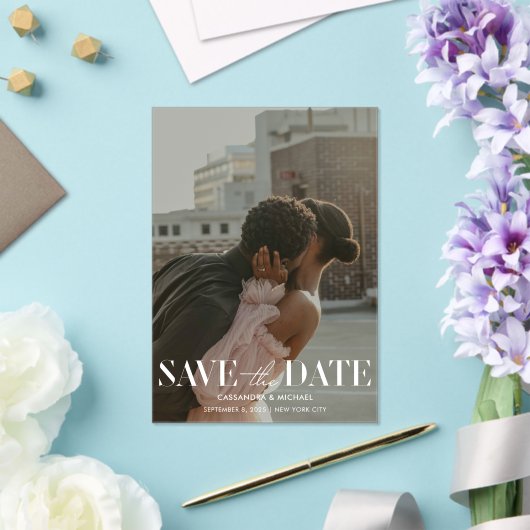Moderne foto overlay bruiloft Save the Date Clear Acryl Uitnodigingen (Insitu (Huwelijk))