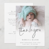 Moderne foto-overlay Dank u geboorteaankondiging Bedankkaart (Voorkant / Achterkant)