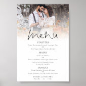 Moderne foto-overlay Elegant Script Wedding Menu Poster (Voorkant)