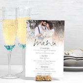 Moderne foto-overlay Elegant Script Wedding Menu Poster