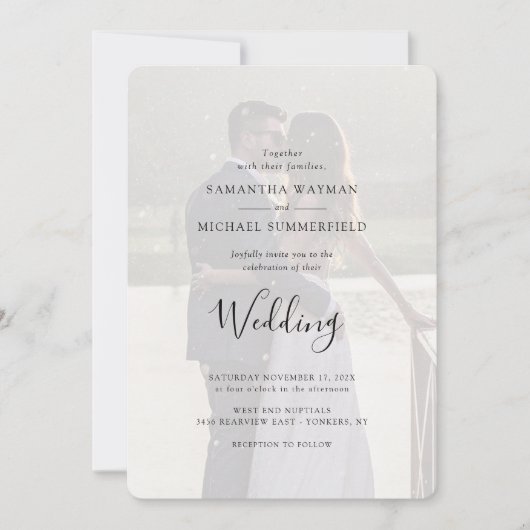 Moderne foto Overlay Elegant Wedding Kaart (Voorkant)