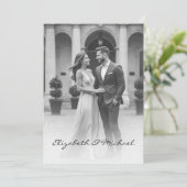 Moderne foto overlay Elegant zwart wit bruiloft Kaart (Staand voorkant)