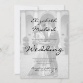 Moderne foto overlay Elegant zwart wit bruiloft Kaart (Achterkant)